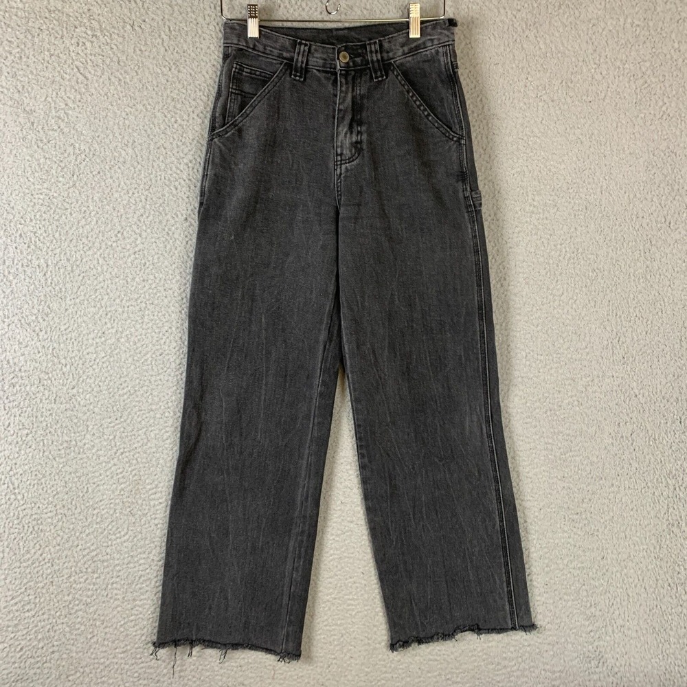 J Galt Jeans Women Small Faded Black Wide Leg Baggy Y2K Grunge Skater